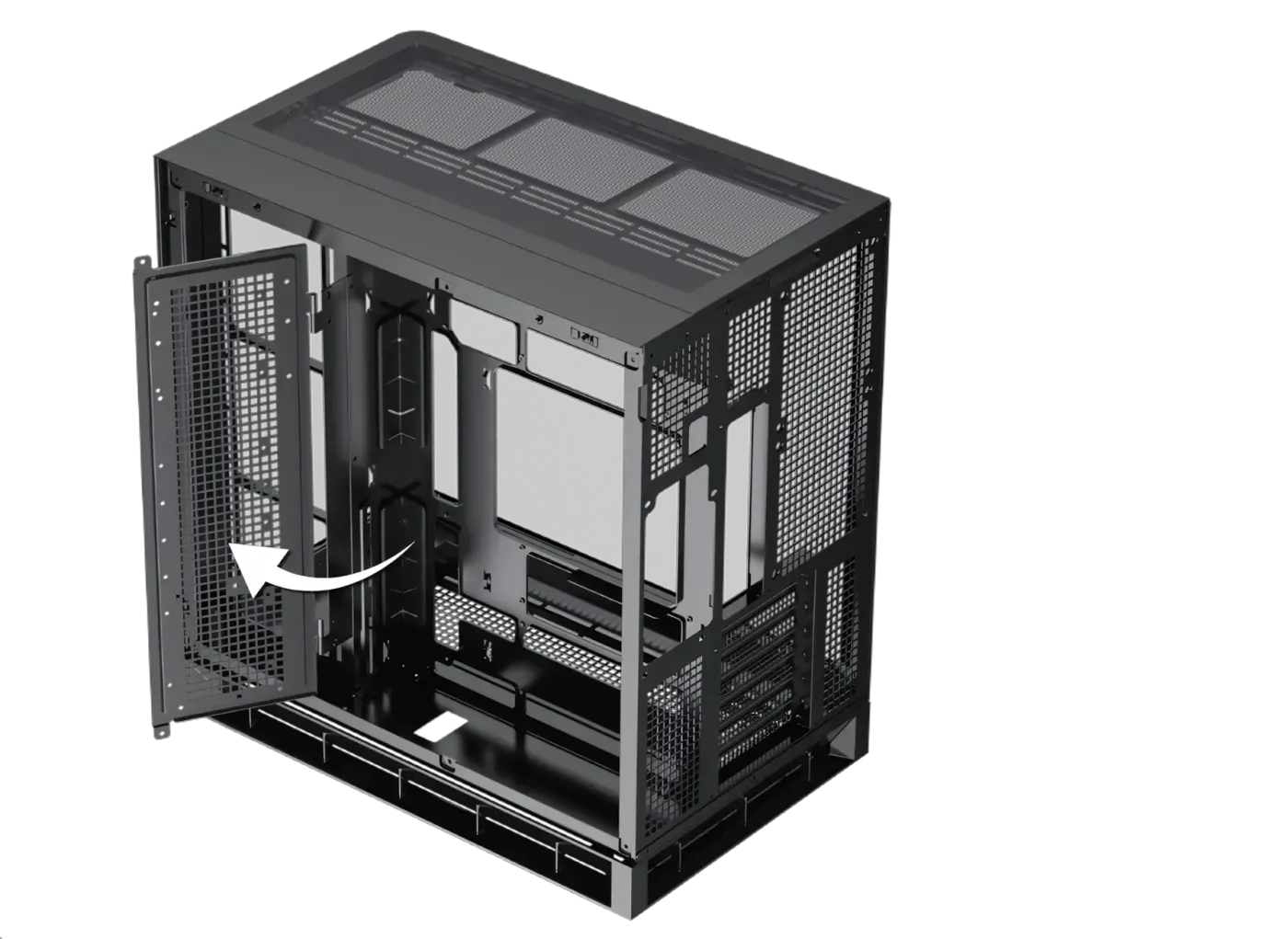 Flip cover design for convenient mounting of SSD and HDD storage drives
