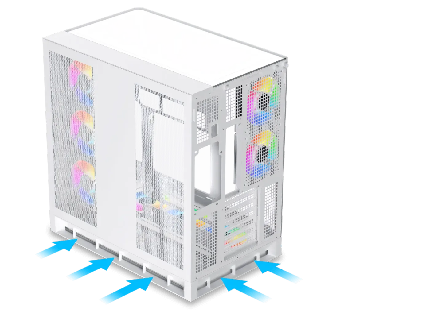 Visual representation of the case's optimized internal airflow