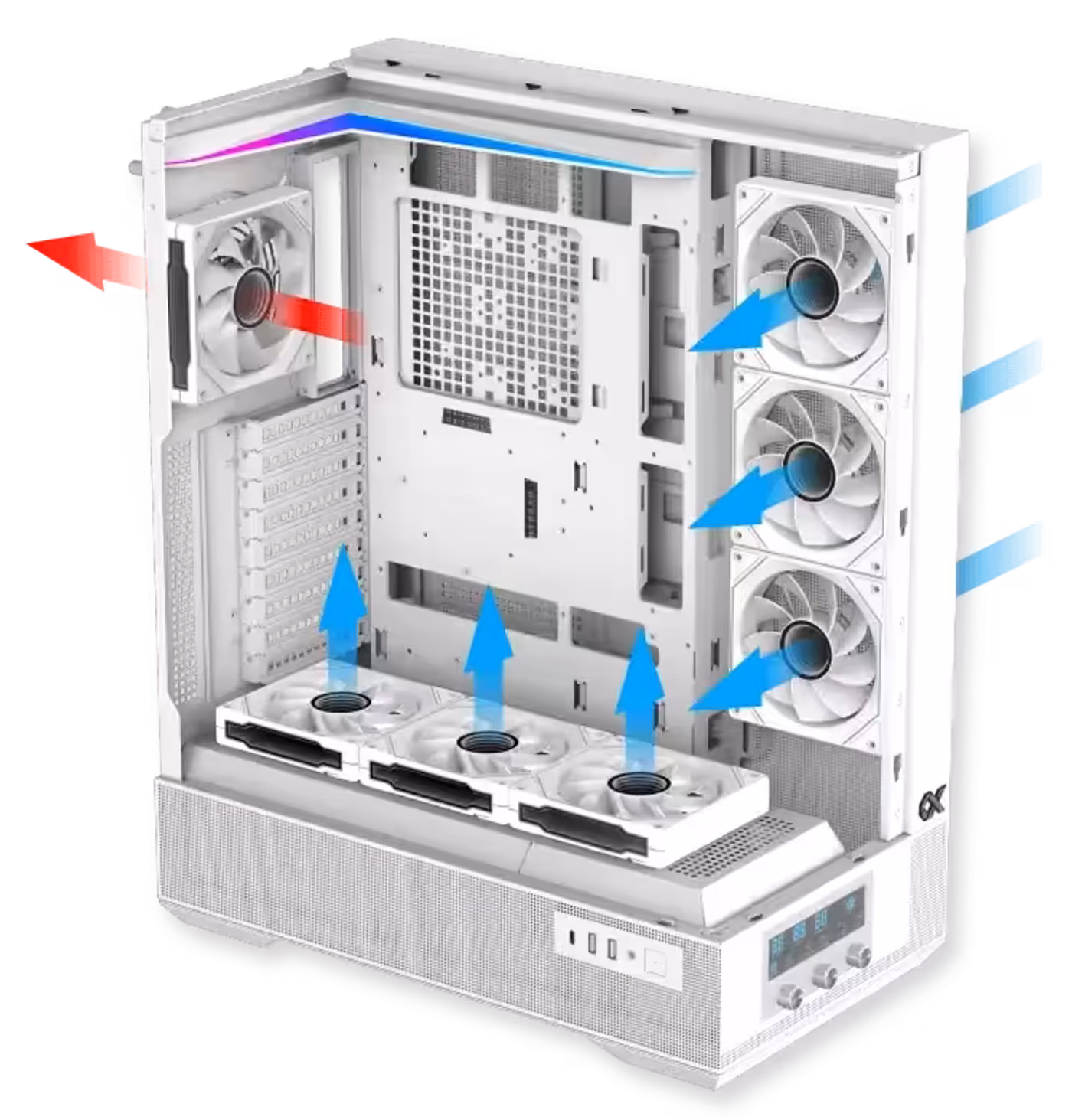Airflow and ventilation paths through the Xigmatek Vision Pro Arctic chassis