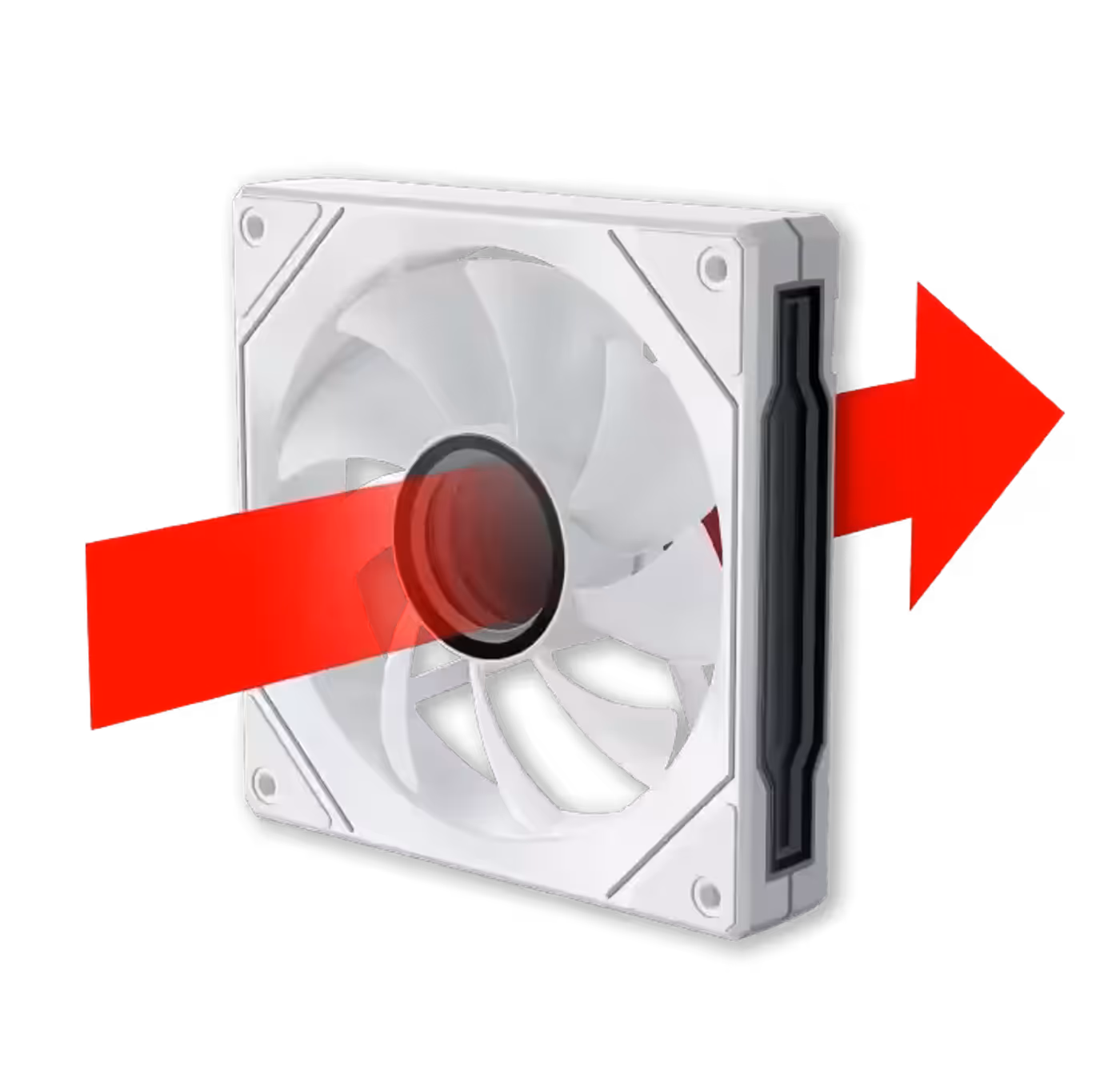 Traditional fan blade design fitted to the rear of the Vision Pro Arctic case