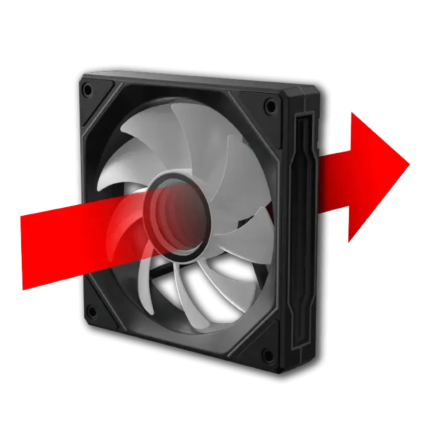 Traditional blade PWM fan pre-installed at the rear of the Vision Pro