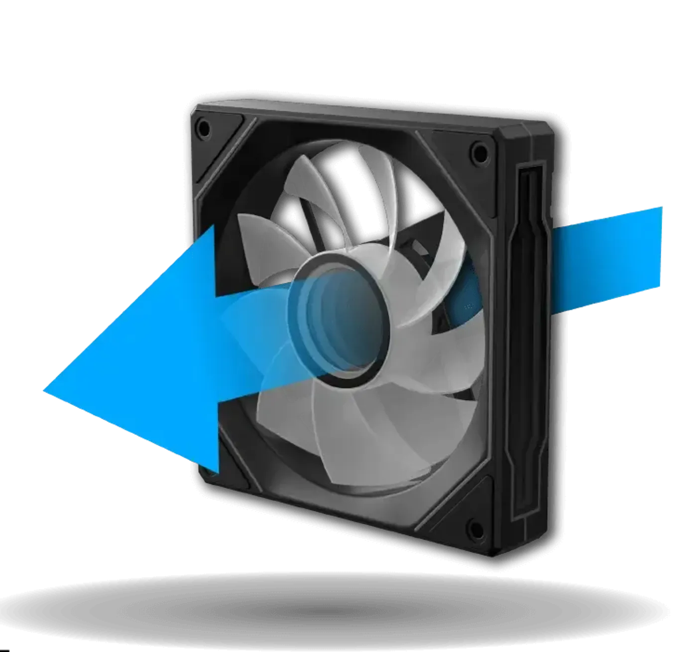Reverse blade PWM fans on the motherboard panel of the Vision Pro