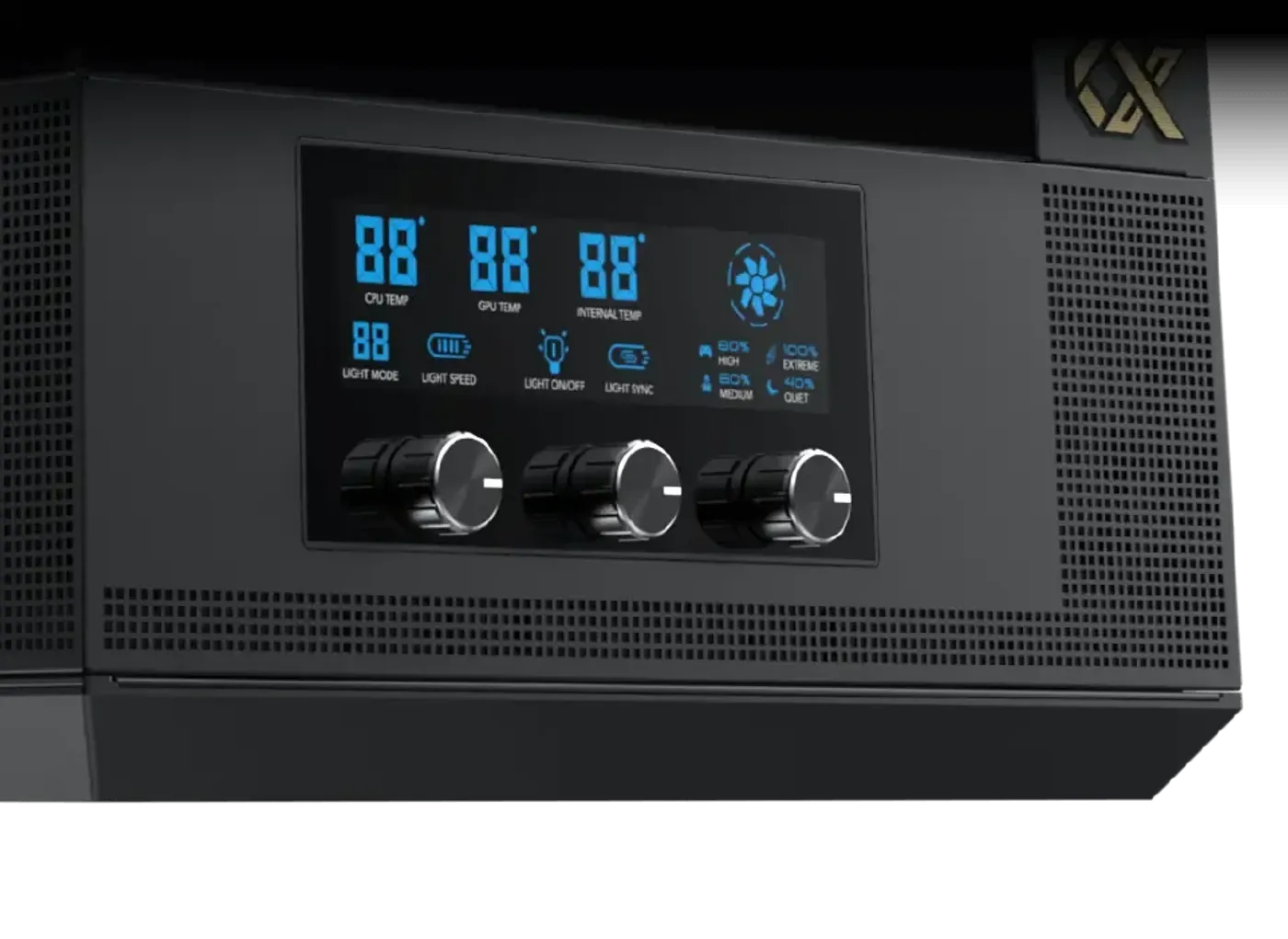 Smart fan control LCD display panel on the Xigmatek Vision Pro
