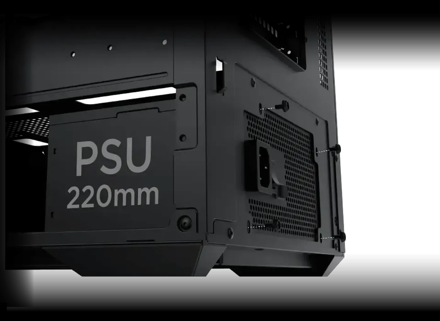 Power supply mounting bay inside the Vision Pro chassis