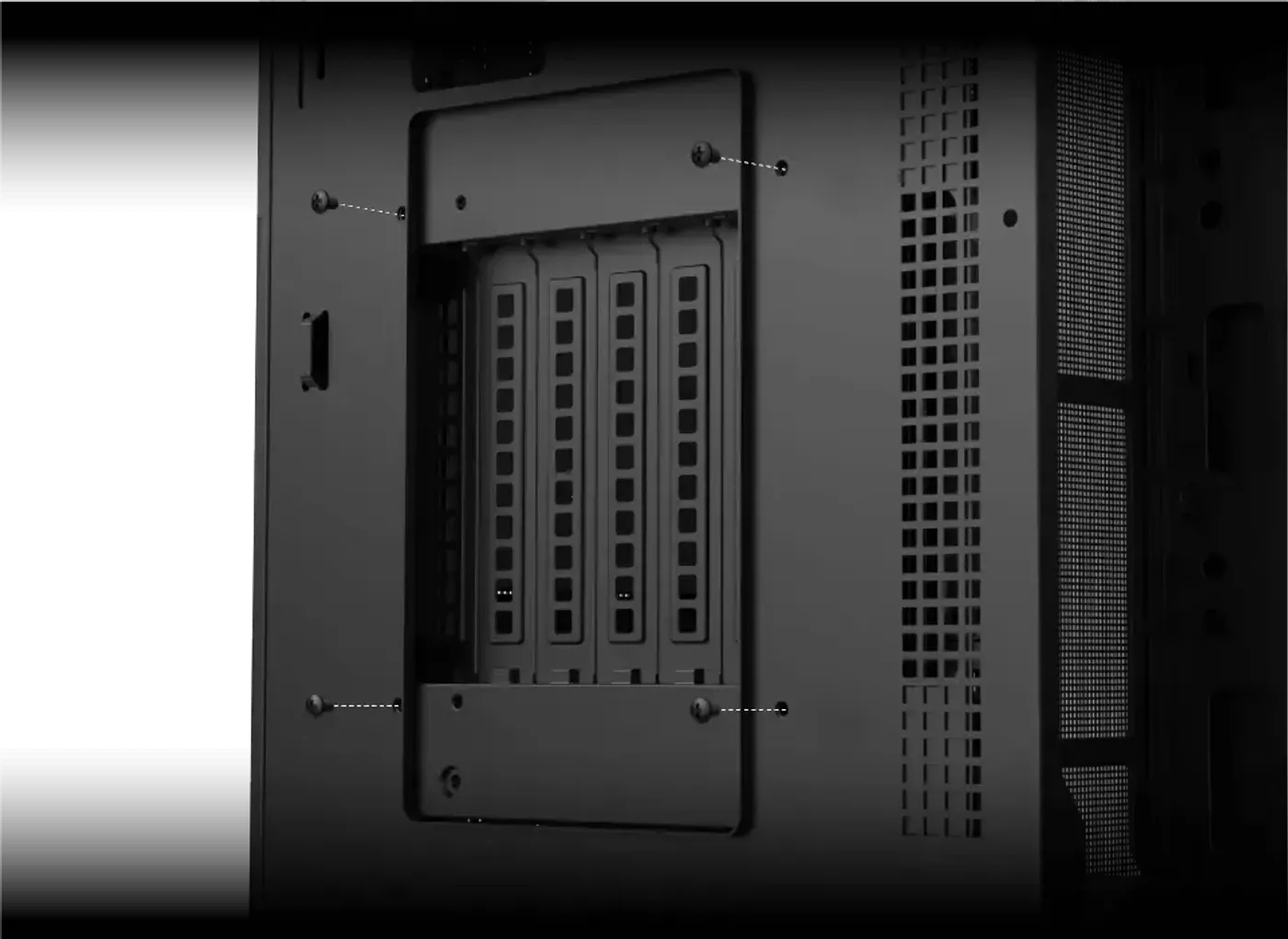Vertical graphics card mounting support in the Vision Pro case
