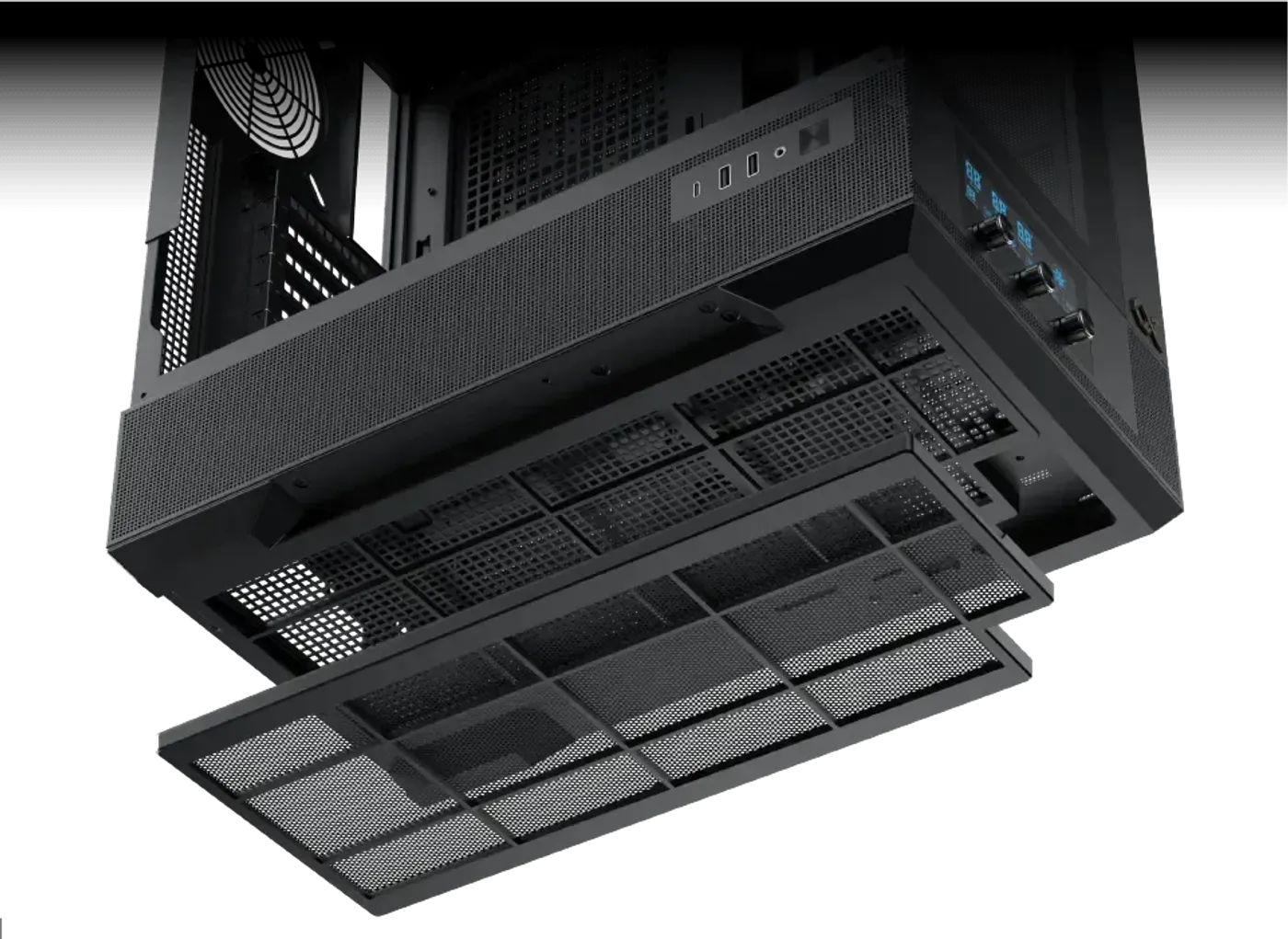 Magnetic dust filter on the bottom of the Xigmatek Vision Pro case