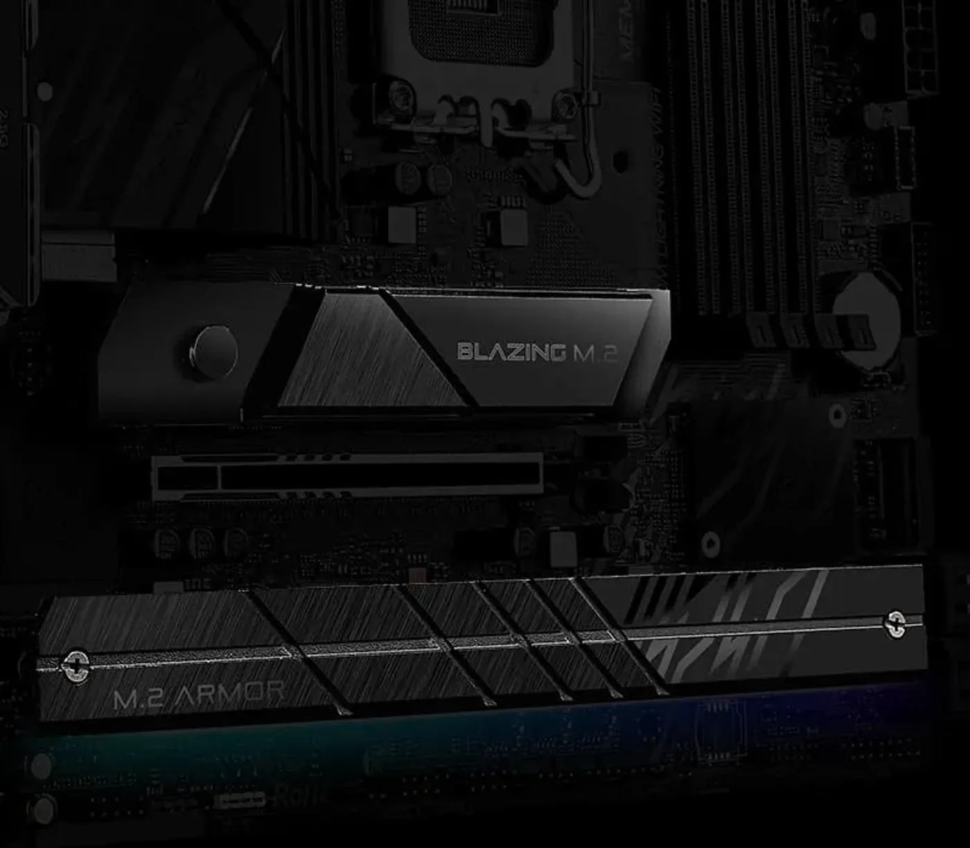 XXL M.2 Heatsink installed on the motherboard for enhanced cooling