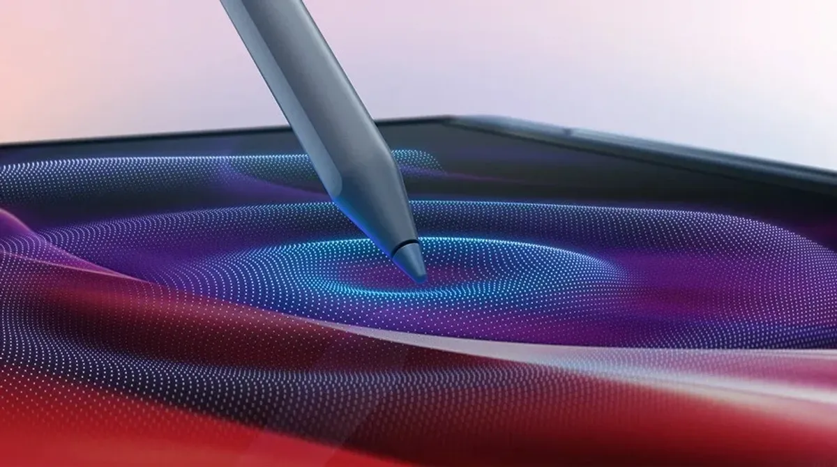 The New Yoga Pen being used for precision writing on the laptop display