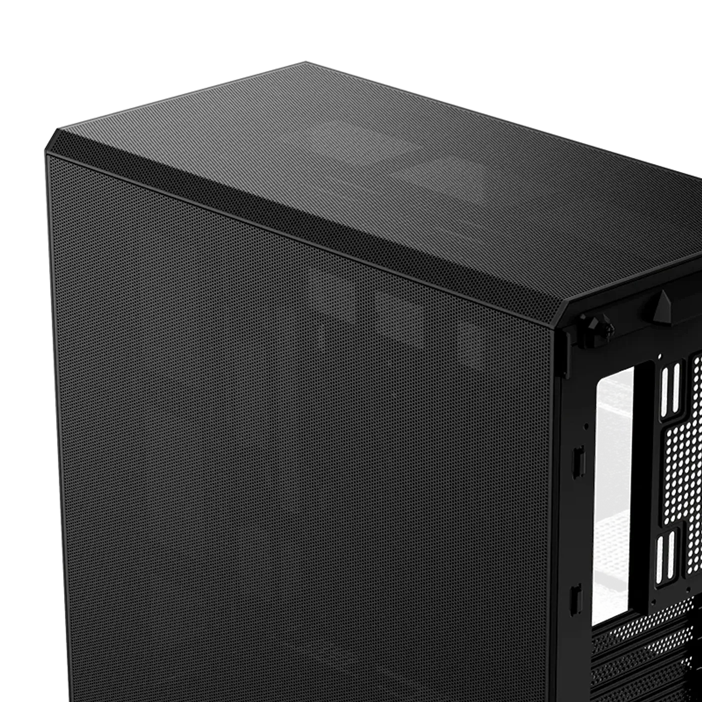 Close-up image of the full mesh panel design on the top or back of the ZM800 case.