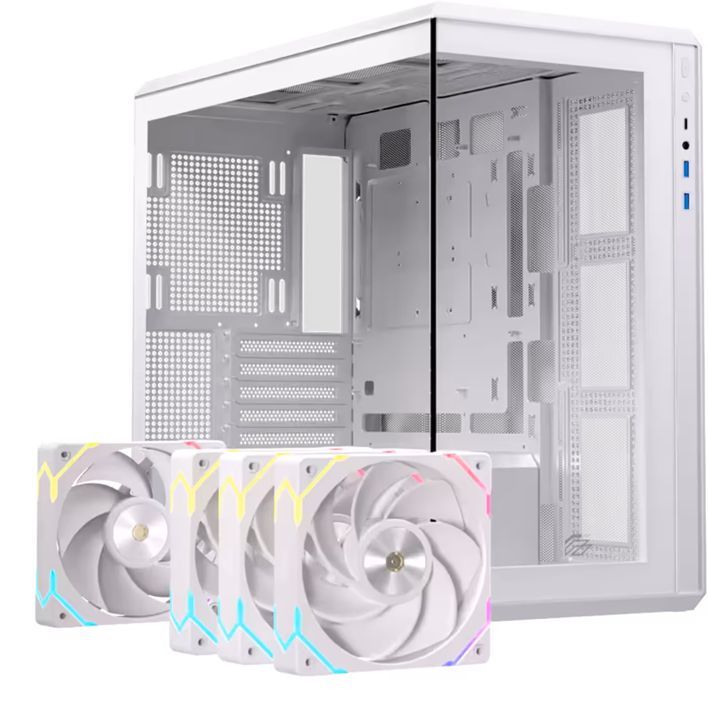 Black RGB version of the ZM800 chassis displaying three side and one rear RGB fans.