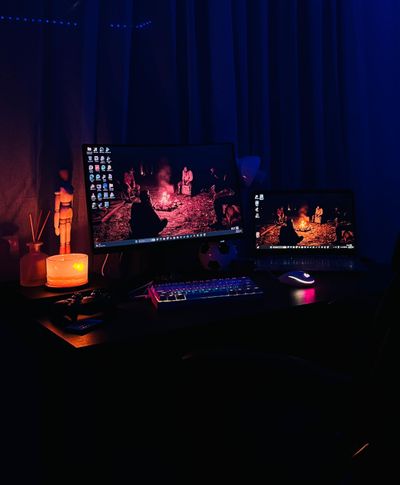 Late night campfire setup