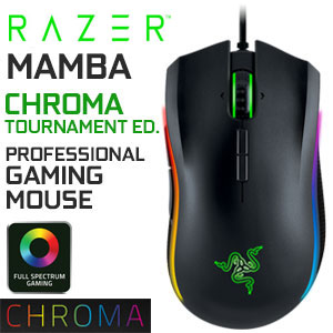 Razer Mamba Tournament Edition Chroma Professional Gaming Mouse 16,000  DPI 5G laser sensor 1,000 Hz Ultrapolling ms response time  On-The-Fly
