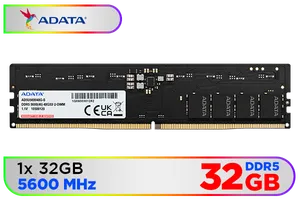 ADATA Premier 32GB (32GB x 1) 5600MHz DDR5 Desktop Memory / Higher Capacities / Improved Stability / Energy-Efficient / AD5U560032G-B