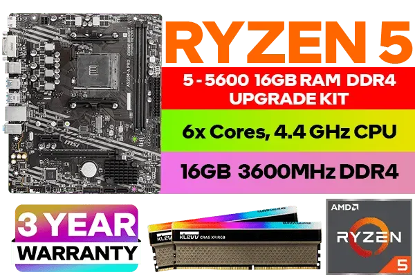 AMD Ryzen 5 5600 A520M A PRO Upgrade Kit - 16GB RGB 3600MHz | Evetech