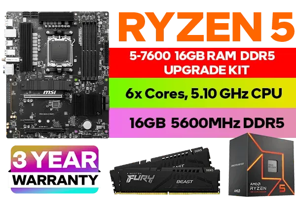 AMD RYZEN 5 7600 PRO B650 S WiFi Upgrade Kit - 16GB DDR5 5600MHz