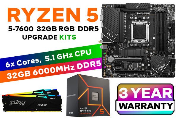 AMD RYZEN 5 7600 PRO B650M-A WiFi 32GB RGB DDR5 6000MHz Upgrade Kit