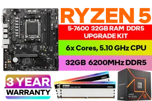 AMD RYZEN 5 7600 PRO B650M B 32GB DDR5 6200MHz Upgrade Kit