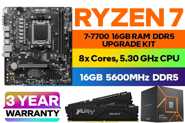 AMD RYZEN 7 7700 PRO B650M-B 16GB DDR5 5600MHz Upgrade Kit | Evetech
