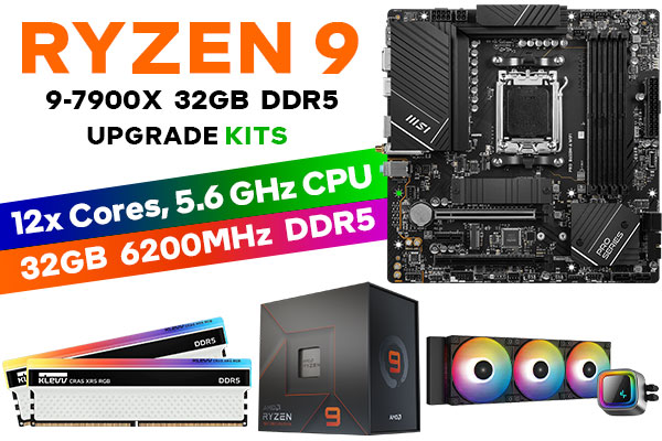 AMD RYZEN 9 7900X PRO B650M-A WiFi 32GB RGB DDR5 6200MHz Upgrade