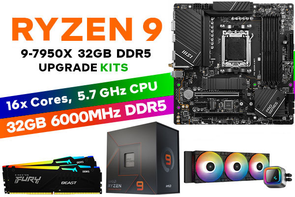 AMD RYZEN 9 7950X PRO B650M-A WiFi 32GB RGB DDR5 6000MHz Upgrade Kit
