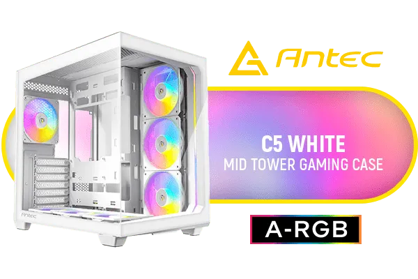 Antec C5 RGB Constellation Gaming Case - Stylish White Design