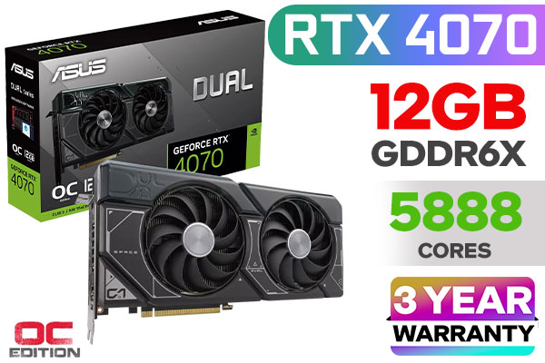 Buy ASUS DUAL GeForce RTX 4070 OC 12GB GDDR6X - Ultimate Gaming GPU
