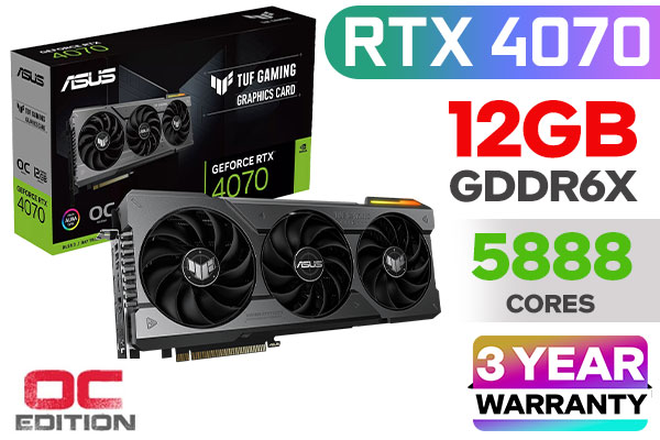 ASUS TUF Gaming GeForce RTX 4070 OC - 12GB GDDR6X Graphics Card