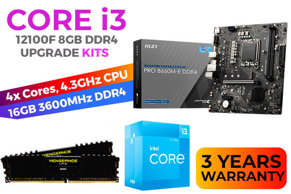 Core i3 12100F PRO B660M-E D4 16GB 3600MHz Upgrade Kit