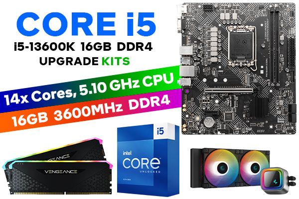 Intel 13th Gen Core i5-13600K PRO B660M-E D4 16GB 3600MHz Upgrade Kit MSI  PRO B660M-E D4 Intel Motherboard Intel 13th Gen Core i5-13600K Up to