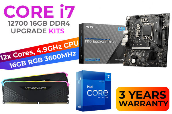 Core i7-12700 PRO B660M-E D4 16GB RGB 3600MHz Upgrade Kit | Evetech