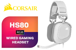 Corsair HS80 RGB USB Wired Gaming Headset - White