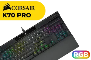 Corsair K70 PRO RGB Optical-Mechanical Gaming Keyboard - OPX Linear Switches, PBT Double-Shot Keycaps, 8,000Hz Hyper-Polling, Magnetic Soft-Touch Palm Rest - NA Layout, QWERTY - Black / CH-910941A-NA