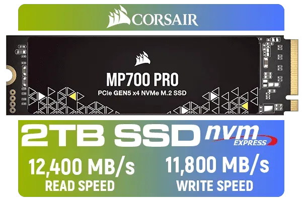 Corsair MP700 Pro 2TB NVMe PCIe Gen5 4 M.2 SSD - High-Speed