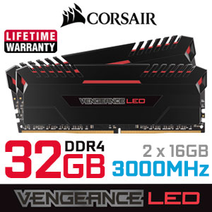 CORSAIR Vengeance LED RED 32GB (2 x 16GB) DDR4 3000MHz | Evetech