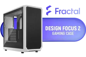 Fractal Design Focus 2 White TG Clear Tint - Tempered Glass Panel - Optimized Airflow Layout - ATX, mATX, ITX Compatibility - 2 x Pre-Installed Fans Included - FD-C-FOC2A-02