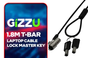 GIZZU 1 8m T Bar Laptop Cable Lock Master Key