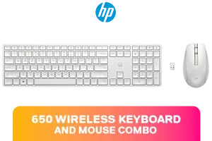 HP 650 Wireless Mouse and Keyboard Combo - White