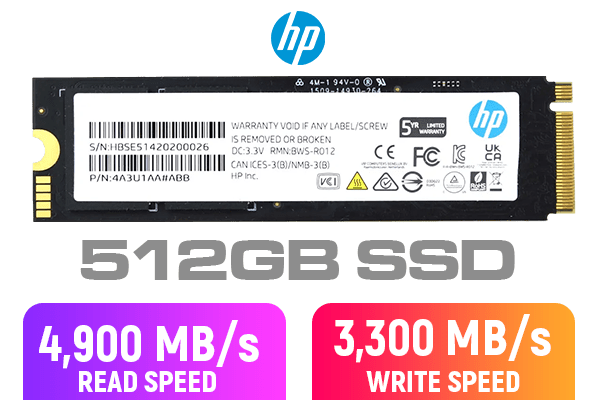 HP FX900 512GB NVMe GEN Internal SSD, PCIe 16 Gb/s, 2280, 3D TLC  NAND PC Solid State Drive Up to 4900 MB/s 57S52AA#ABB