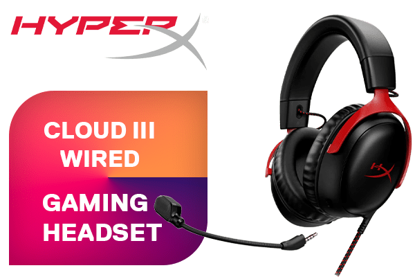 HyperX Cloud III Wired Gaming Headset Black Red