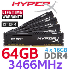 HyperX Fury 64GB DDR4 3466MHz RAM Black - Best Deal - South Africa