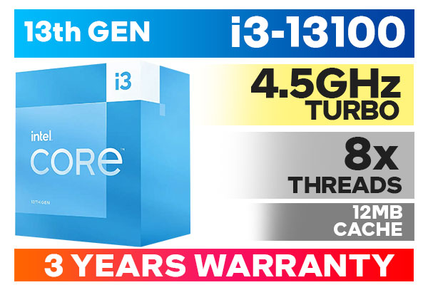 新品i3 13100/16G/SSD500/RTX3050/Office2021 Intel Core i3-13100 CPU - 13th Gen 4.50 GHz 12 MB Processor