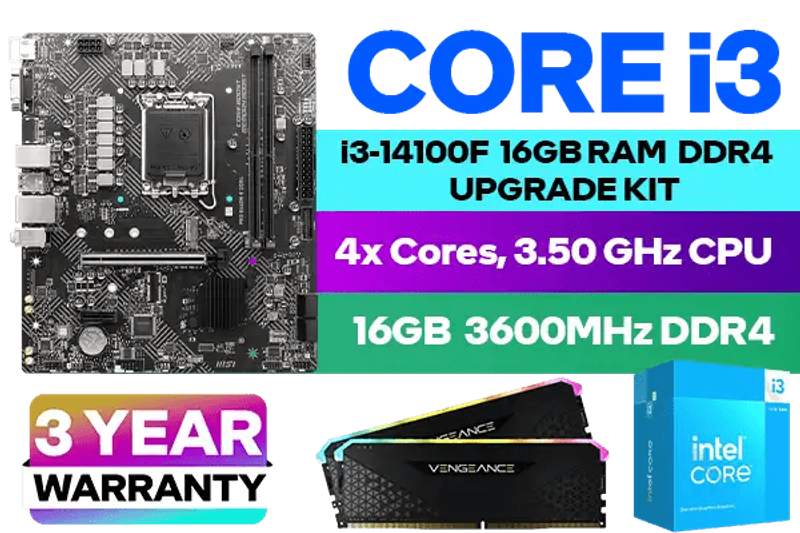 Core i3 14100F PRO B660M-E D4 16GB RGB 3600MHz Upgrade Kit