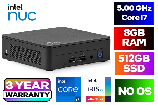 Intel NUC 13 Pro Core i7 Mini PC Kit - 8GB RAM, 512GB SSD