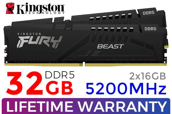 Kingston FURY Beast 32GB DDR5 5200MHz Black - Best Deal - South Africa - image 1 Kingston FURY Beast 32GB DDR5 5200MHz Black - Best Deal - South Africa - image 1