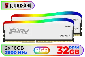 Kingston FURY Beast RGB 32GB DDR4 3600MTs - Performance & Style