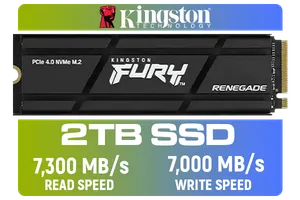 Kingston Fury Renegade 2TB PCIe Gen 4.0 NVMe M.2 Internal Gaming SSD with Heat Sink | PS5 Ready | Up to 7300MB/s | SFYRDK/2000G
