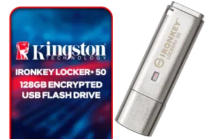 Kingston Ironkey Locker 50 128GB Encrypted USB Flash Drive