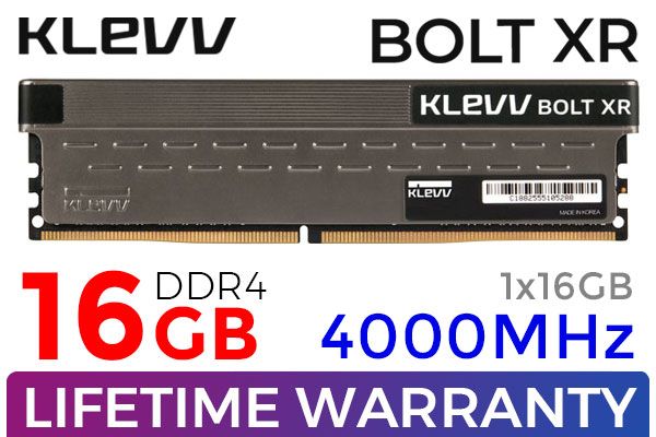 KLEVV BOLT XR 16GB 4000MHz DDR4 Gaming OC Memory - image 1 KLEVV BOLT XR 16GB 4000MHz DDR4 Gaming OC Memory - image 1