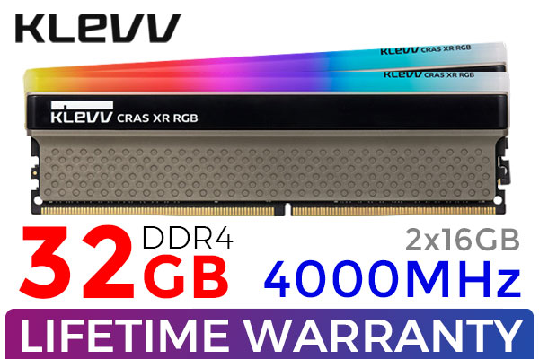 KLEVV CRAS XR RGB 32GB 4000MHz DDR4 Gaming OC Memory | Evetech