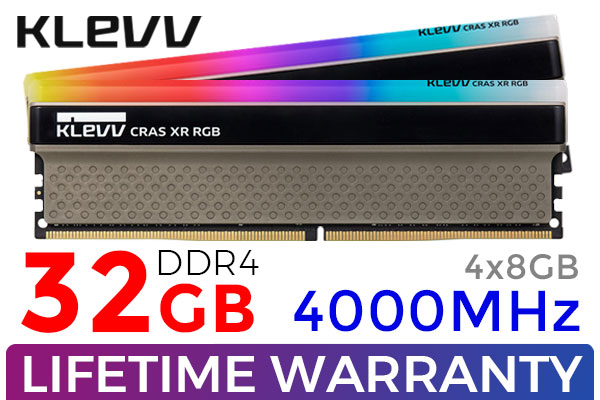 KLEVV CRAS XR RGB 32GB 4000MHz DDR4 Gaming OC Memory | Evetech